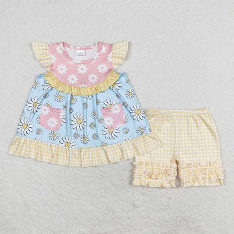 GSSO1036 Flower Pink Girls Shorts Set