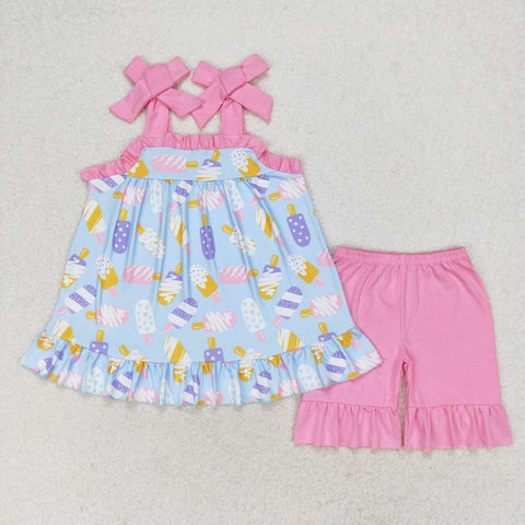 GSSO1037 Popsicle Pink Girls Shorts Set