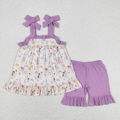 GSSO1044 Princess Mermaid Purple Girls Shorts Set