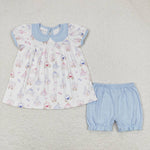 GSSO1046 Princess Pumpkin Cart Girls Shorts Set