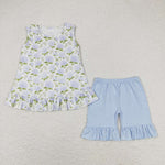 GSSO1050 Flower White Girls Shorts Set