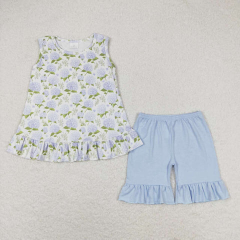 GSSO1050 Flower White Girls Shorts Set