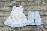 GSSO1051 Blue Plaid Girls Shorts Set