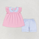 GSSO1064 Pink Cotton Girls Shorts Set