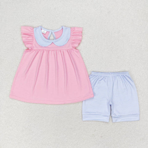 GSSO1064 Pink Cotton Girls Shorts Set