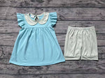 GSSO1065 Sky Blue Cotton Girls Shorts Set