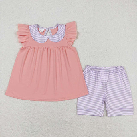 GSSO1066 Pink Cotton Girls Shorts Set