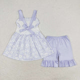 GSSO1069 DADDY'S GIRL Flower Blue Girls Shorts Set