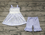 GSSO1069 DADDY'S GIRL Flower Blue Girls Shorts Set