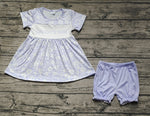 GSSO1070 DADDY'S GIRL Flower Blue Girls Shorts Set