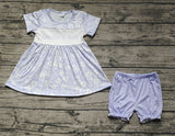 GSSO1070 DADDY'S GIRL Flower Blue Girls Shorts Set