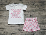 GSSO1074 In my big lil ear Pink Plaid Girls Shorts Set