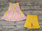 GSSO1079 Lemon Yellow Girls Shorts Set