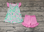GSSO1083 Summer Garden Green Girls Shorts Set