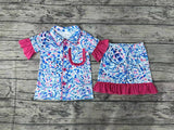 GSSO1096 Garden Summer Pink Girls Shorts Pajamas Set