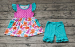 GSSO1100 Flower Pink Dots Pockets Girls Shorts Set