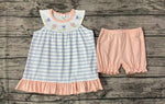 GSSO1101 Flower Tulip Stripe Girls Shorts Set