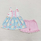 GSSO1133 Lemon Pink Girls Shorts Set