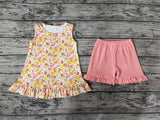 GSSO1135 Flower Floral Pink Girls Shorts Set