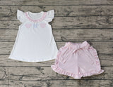 GSSO1136 Cartoon Mouse Pink Plaid Girls Shorts Set