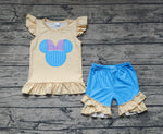 GSSO1159 Cartoon Mouse Yellow Girls Shorts Set