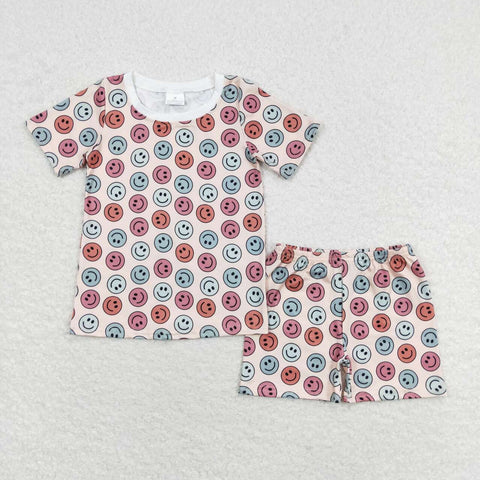 GSSO1160 Smiley face Girls Shorts Set