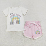 GSSO1175 Positive Smiley World Rainbow Girls Shorts Set