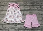 GSSO1176 Cartoon Castle Blue Dog Pink Girls Shorts Set