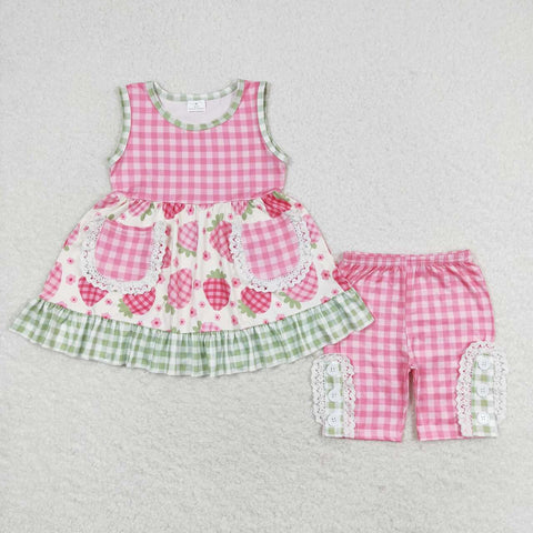 GSSO1183 Strawberry mid pants Girls Set