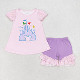 GSSO1185 Castle Pink Girls Shorts Set