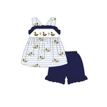 GSSO1189 Embroidery Mallard Dark Blue Girls Shorts Set