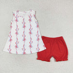 GSSO1199 Tie Bow Red Baby Girls Bloomers Set