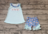 GSSO1203 Cartoon Dumbo Blue Girls Shorts Set