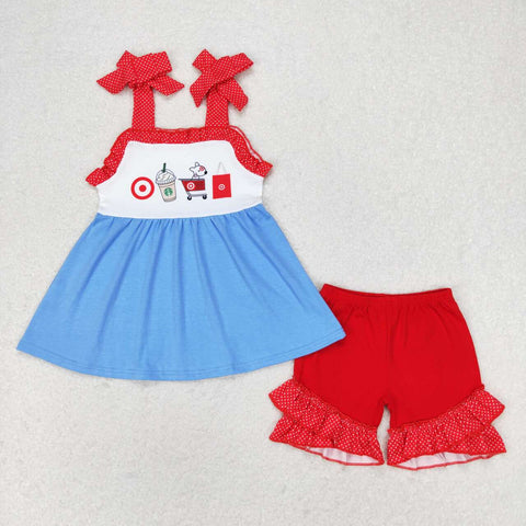 GSSO1205 Target Coffee Red Girls Shorts Set