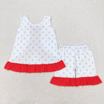 GSSO1217 4th of July Star Bow Girls Shorts Set