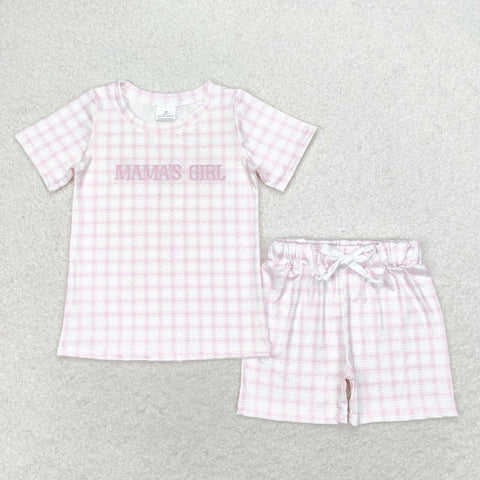 GSSO1236 Embroidery MAMA'S Girl Girls Shorts Set