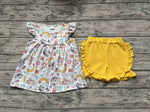 GSSO1246 Back to school Blue Dog Pencil Girls Shorts Set