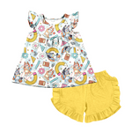 GSSO1246 Back to school Blue Dog Pencil Girls Shorts Set