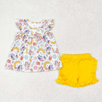 GSSO1246 Back to school Blue Dog Pencil Girls Shorts Set