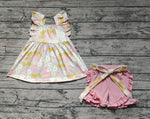 GSSO1254 Flower Little Daisy Yellow Girls Shorts Set
