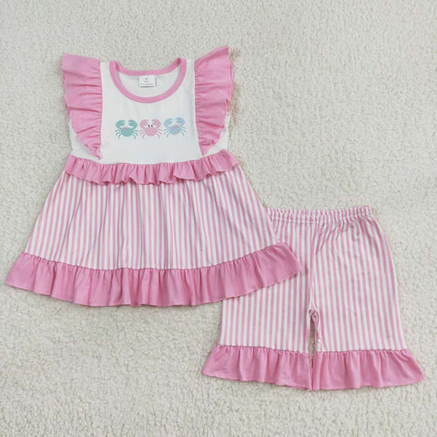 GSSO1258 Crab Pink Girls Shorts Set