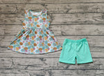GSSO1271 Little Daisy Flower Mint Girls Shorts Set