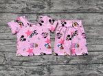 GSSO1279 Cartoon Mouse Pink Girls Shorts Set