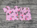 GSSO1279 Cartoon Mouse Pink Girls Shorts Set