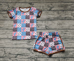 GSSO1299 Western Cactus Cowboy Girls Shorts Set