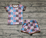 GSSO1299 Western Cactus Cowboy Girls Shorts Set