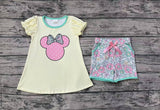 GSSO1308 Cartoon Mouse Flower Girls Shorts Set