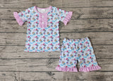 GSSO1363 Cartoon Blue Dog Girls Pajamas Shorts Set