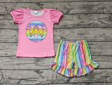 GSSO1366 Back to school Pencil Colorful Stripe Girls Shorts Set