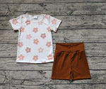 GSSO1371 Flower Brown Girls Shorts Set